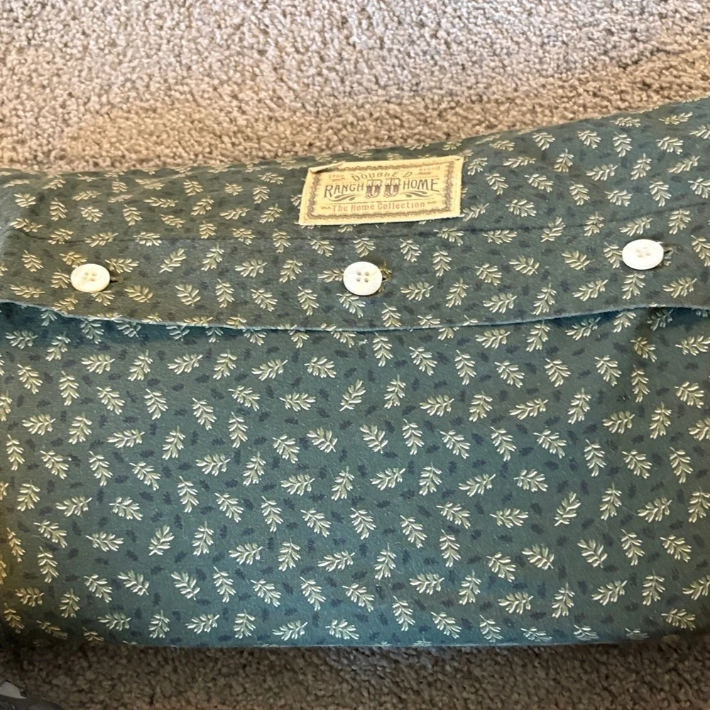 Double D Ranch Olive green Queen/full Flat Sheet with Leaf Design